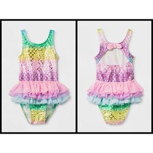 CAT & JACK Mermaid Tutu One Pice Swimsuit ~ 2T